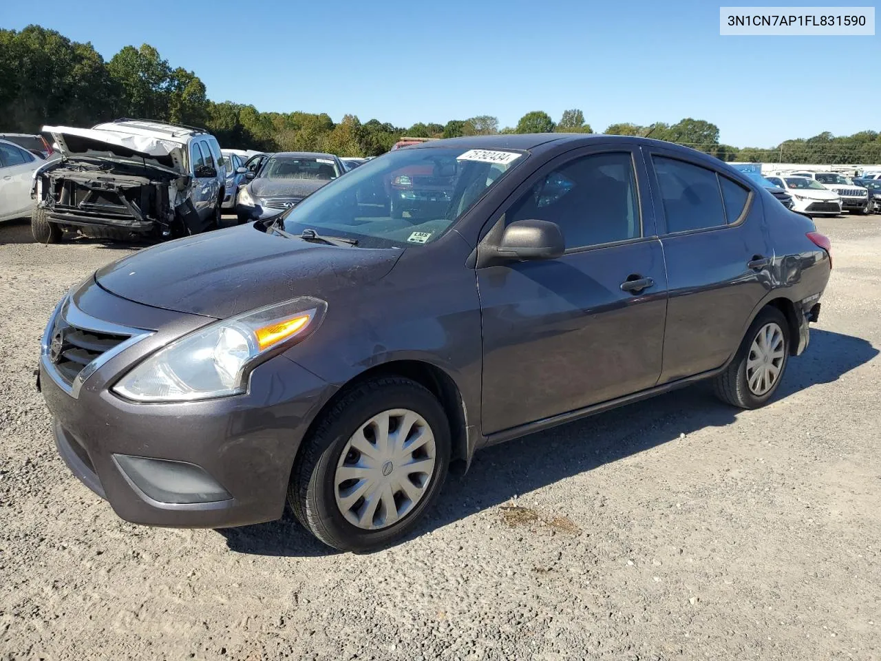 2015 Nissan Versa S VIN: 3N1CN7AP1FL831590 Lot: 75792434