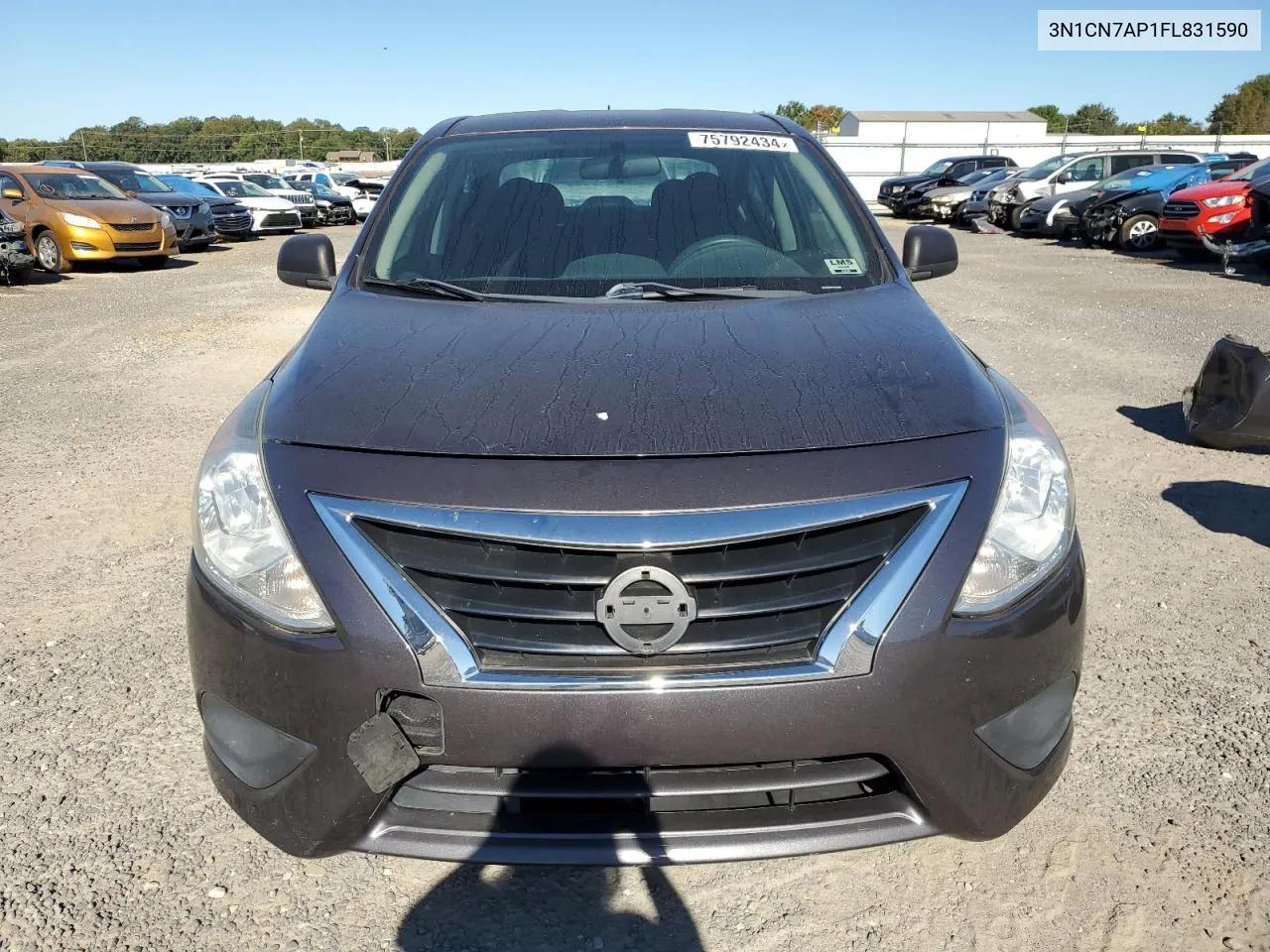 2015 Nissan Versa S VIN: 3N1CN7AP1FL831590 Lot: 75792434