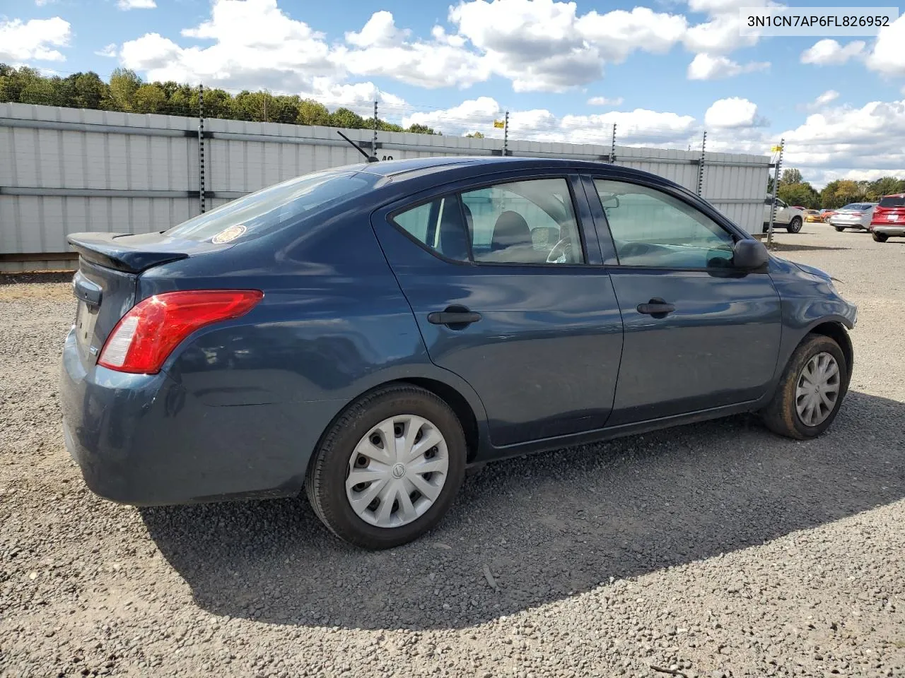 2015 Nissan Versa S VIN: 3N1CN7AP6FL826952 Lot: 76348924