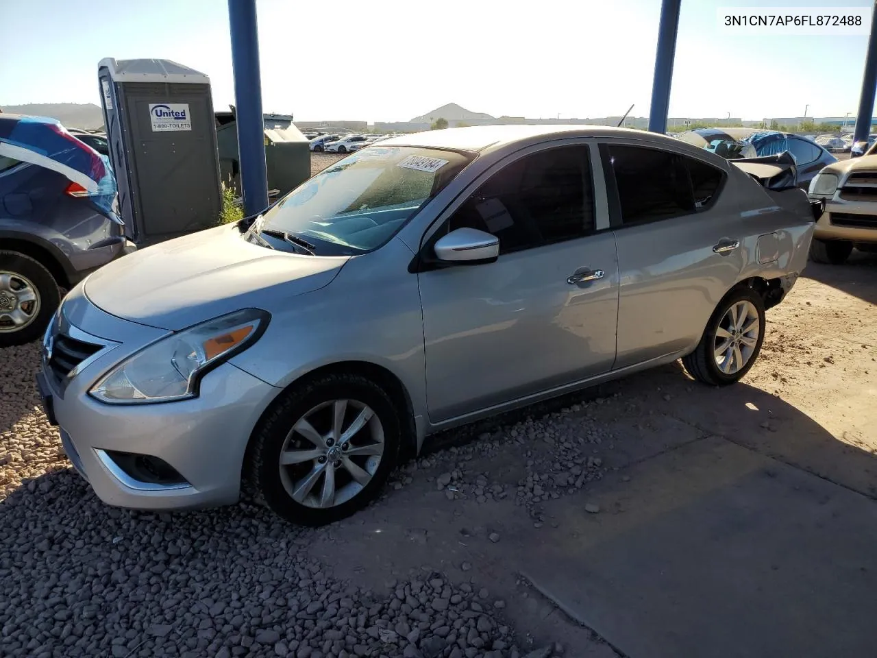 2015 Nissan Versa S VIN: 3N1CN7AP6FL872488 Lot: 78049184