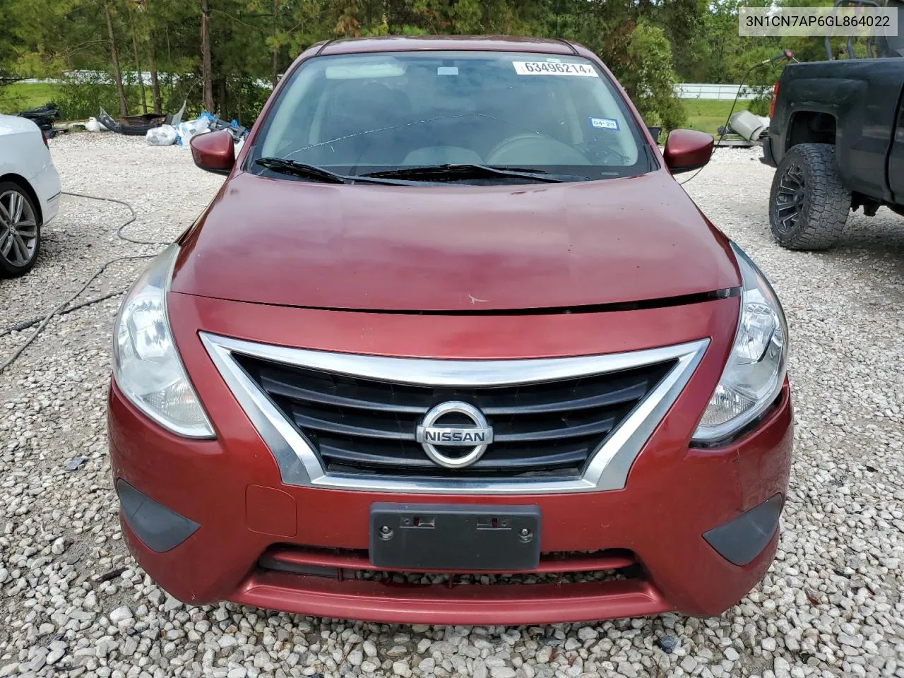 2016 Nissan Versa S VIN: 3N1CN7AP6GL864022 Lot: 63496214