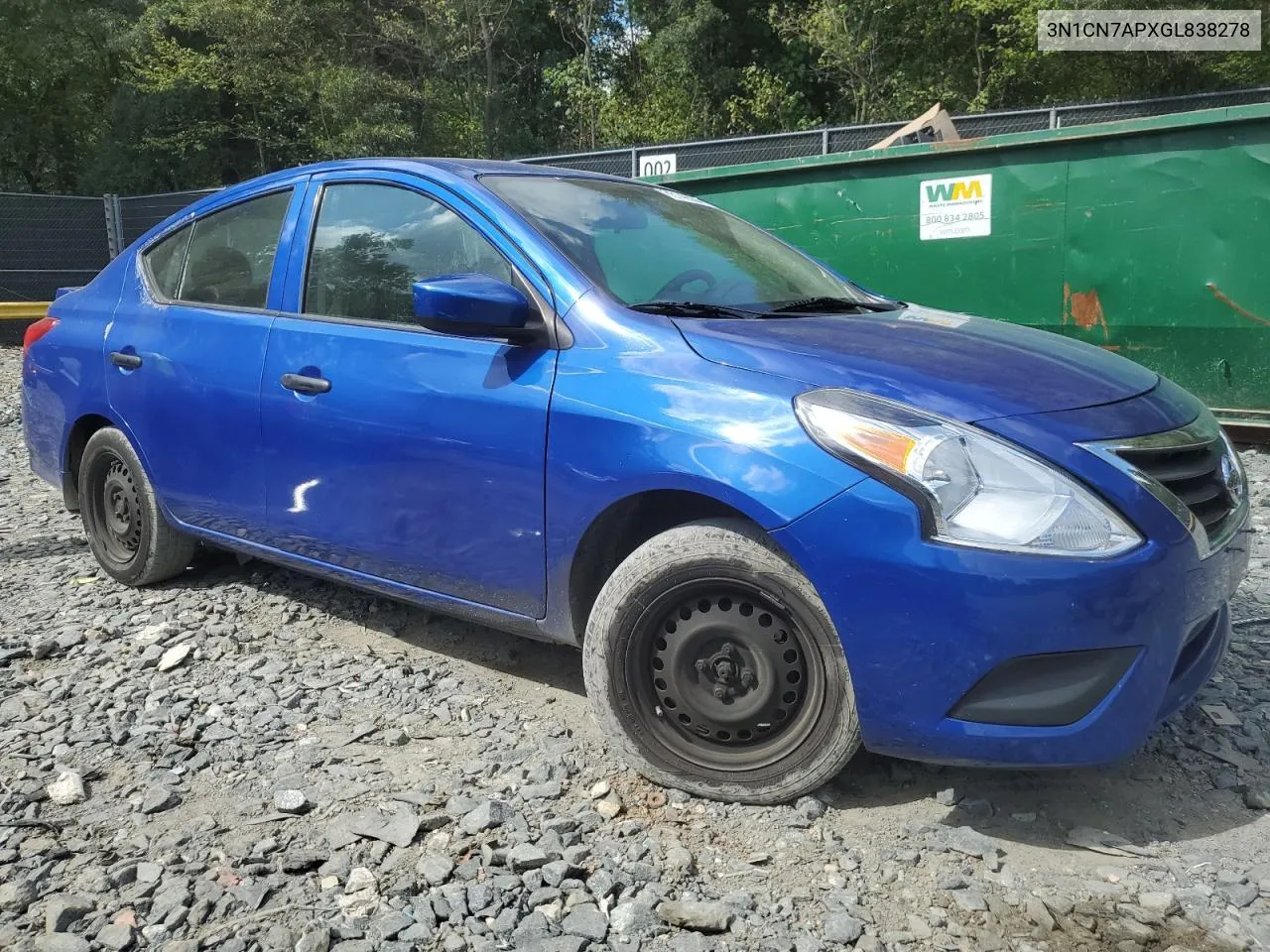 2016 Nissan Versa S VIN: 3N1CN7APXGL838278 Lot: 70142534