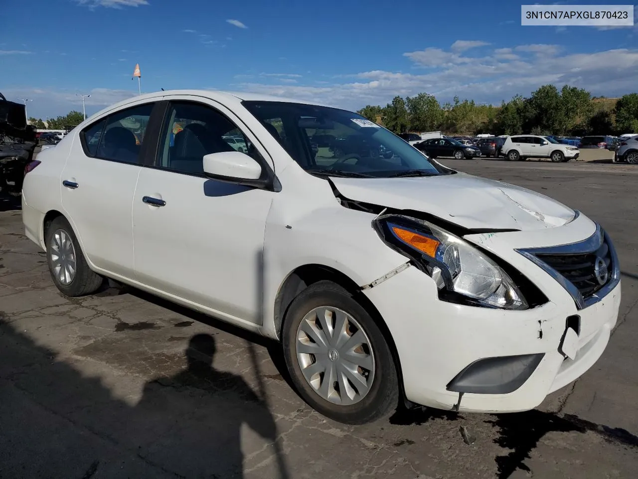 2016 Nissan Versa S VIN: 3N1CN7APXGL870423 Lot: 71043294