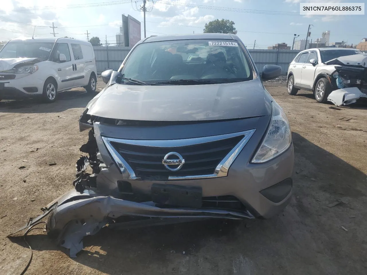 2016 Nissan Versa S VIN: 3N1CN7AP6GL886375 Lot: 72221514