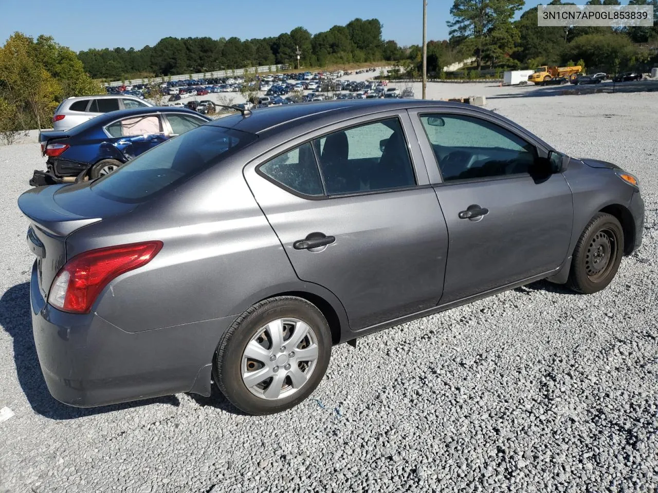 2016 Nissan Versa S VIN: 3N1CN7AP0GL853839 Lot: 75478414