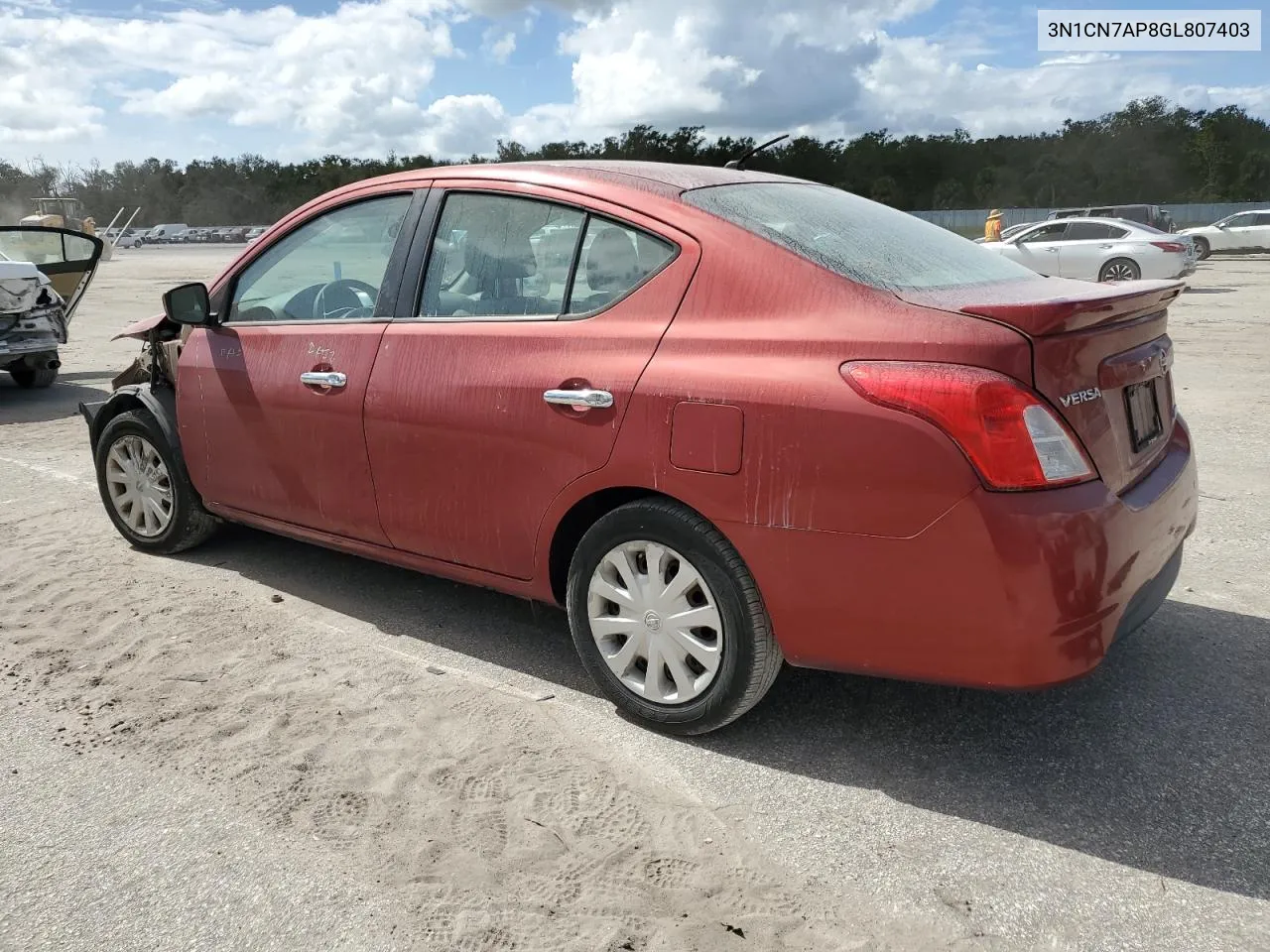 2016 Nissan Versa S VIN: 3N1CN7AP8GL807403 Lot: 76537444