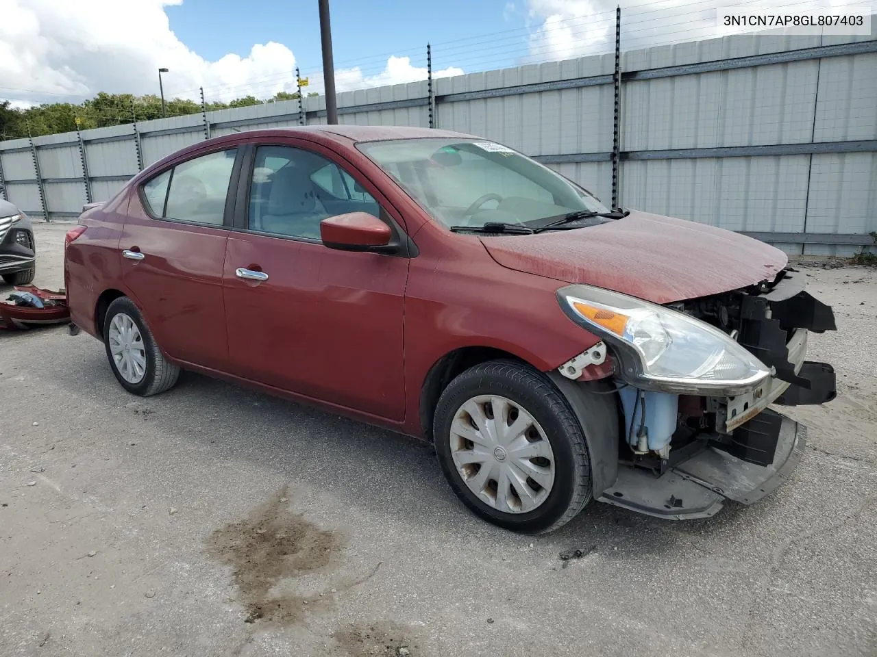 2016 Nissan Versa S VIN: 3N1CN7AP8GL807403 Lot: 76537444