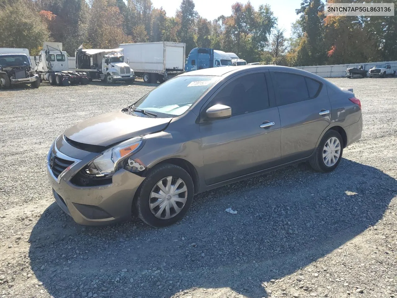 2016 Nissan Versa S VIN: 3N1CN7AP5GL863136 Lot: 77001524