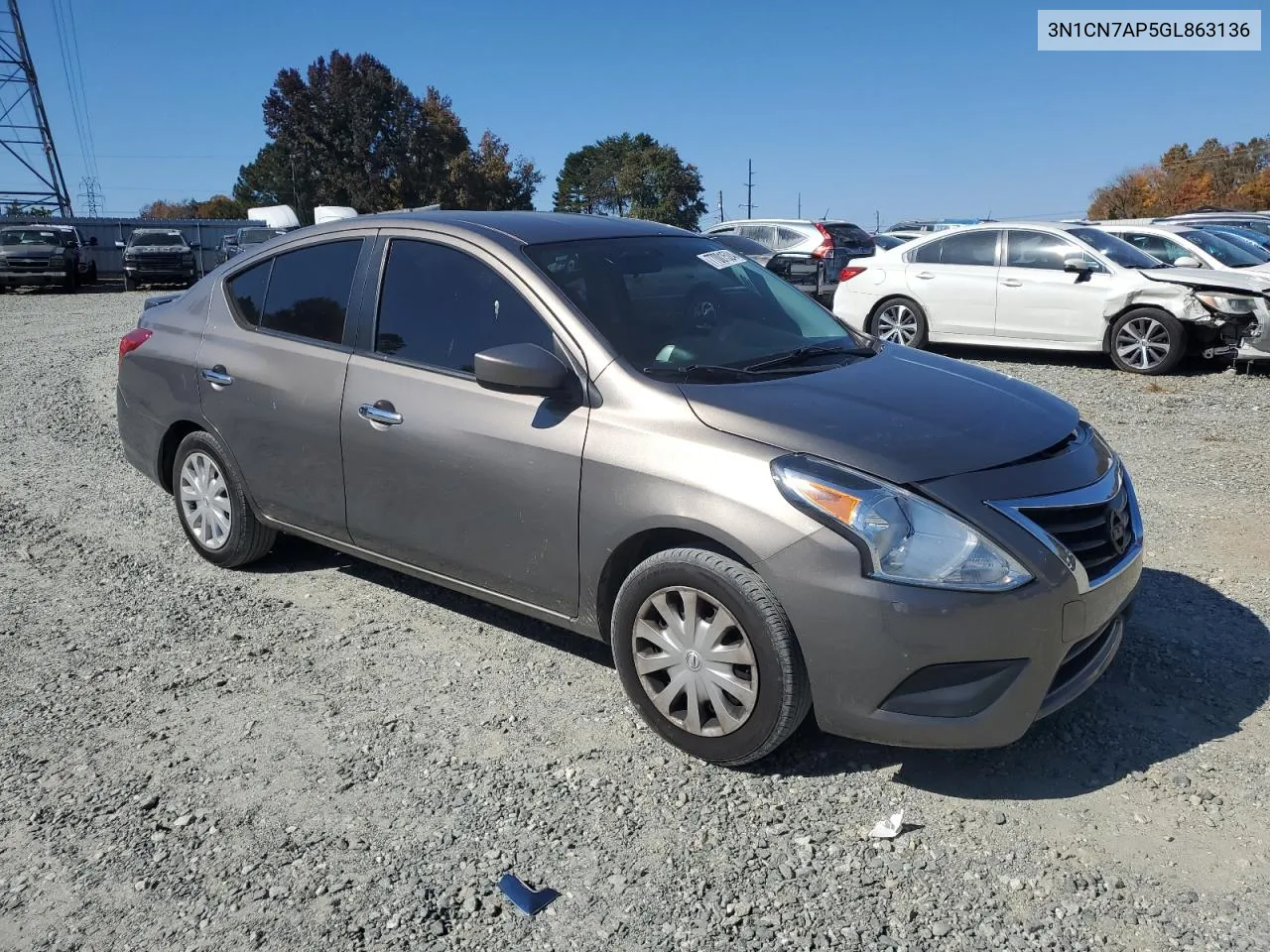 2016 Nissan Versa S VIN: 3N1CN7AP5GL863136 Lot: 77001524