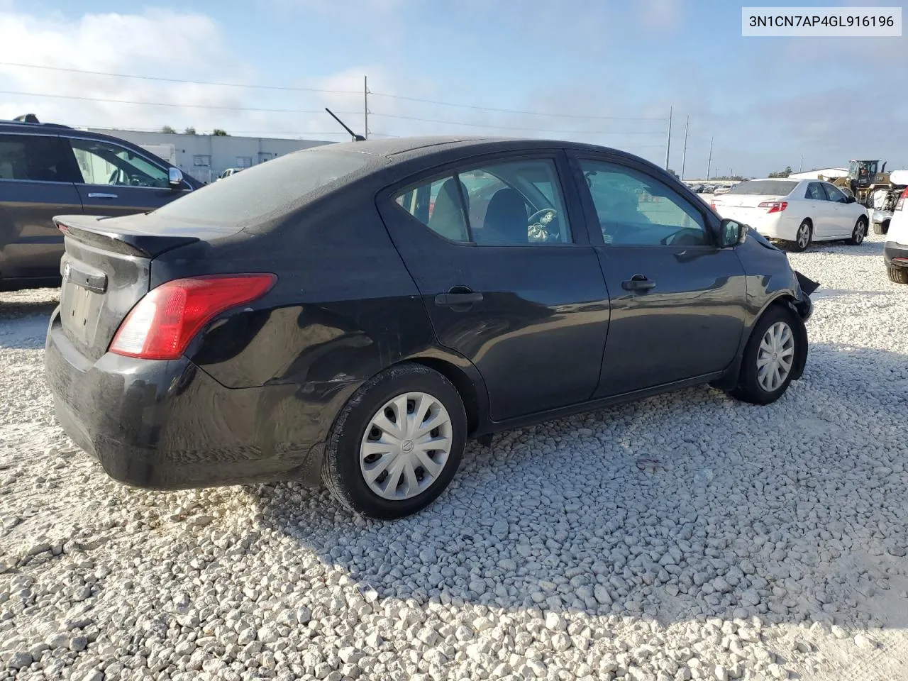 2016 Nissan Versa S VIN: 3N1CN7AP4GL916196 Lot: 77439834