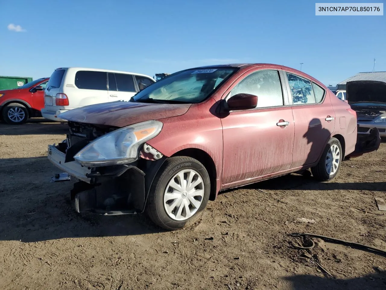 2016 Nissan Versa S VIN: 3N1CN7AP7GL850176 Lot: 78401974