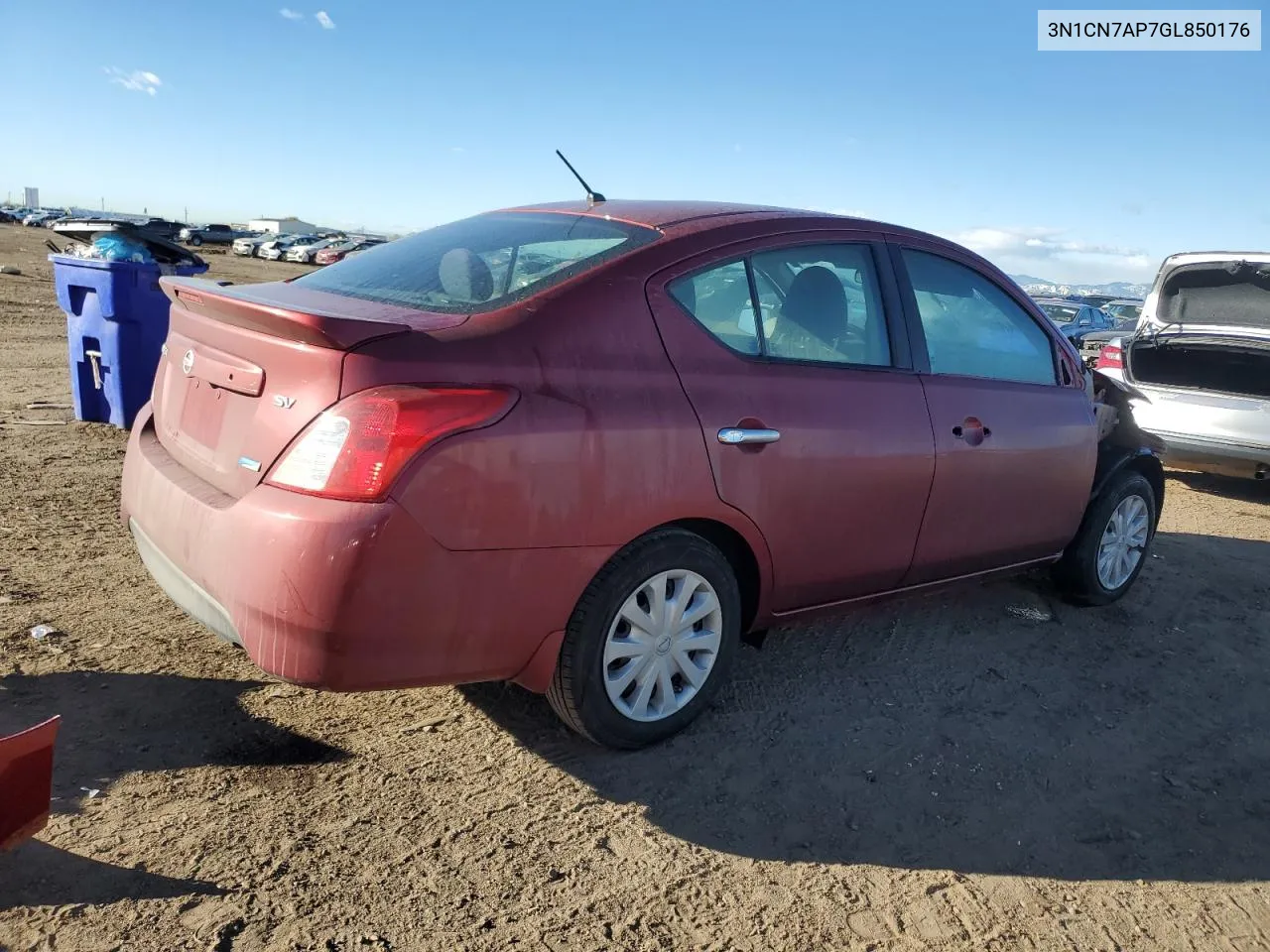 2016 Nissan Versa S VIN: 3N1CN7AP7GL850176 Lot: 78401974