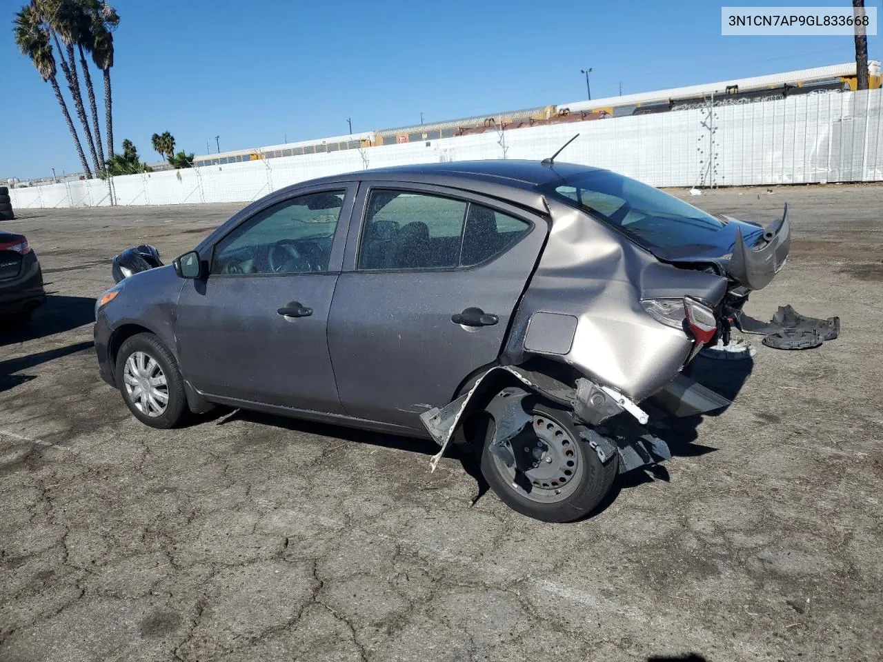 2016 Nissan Versa S VIN: 3N1CN7AP9GL833668 Lot: 79226324