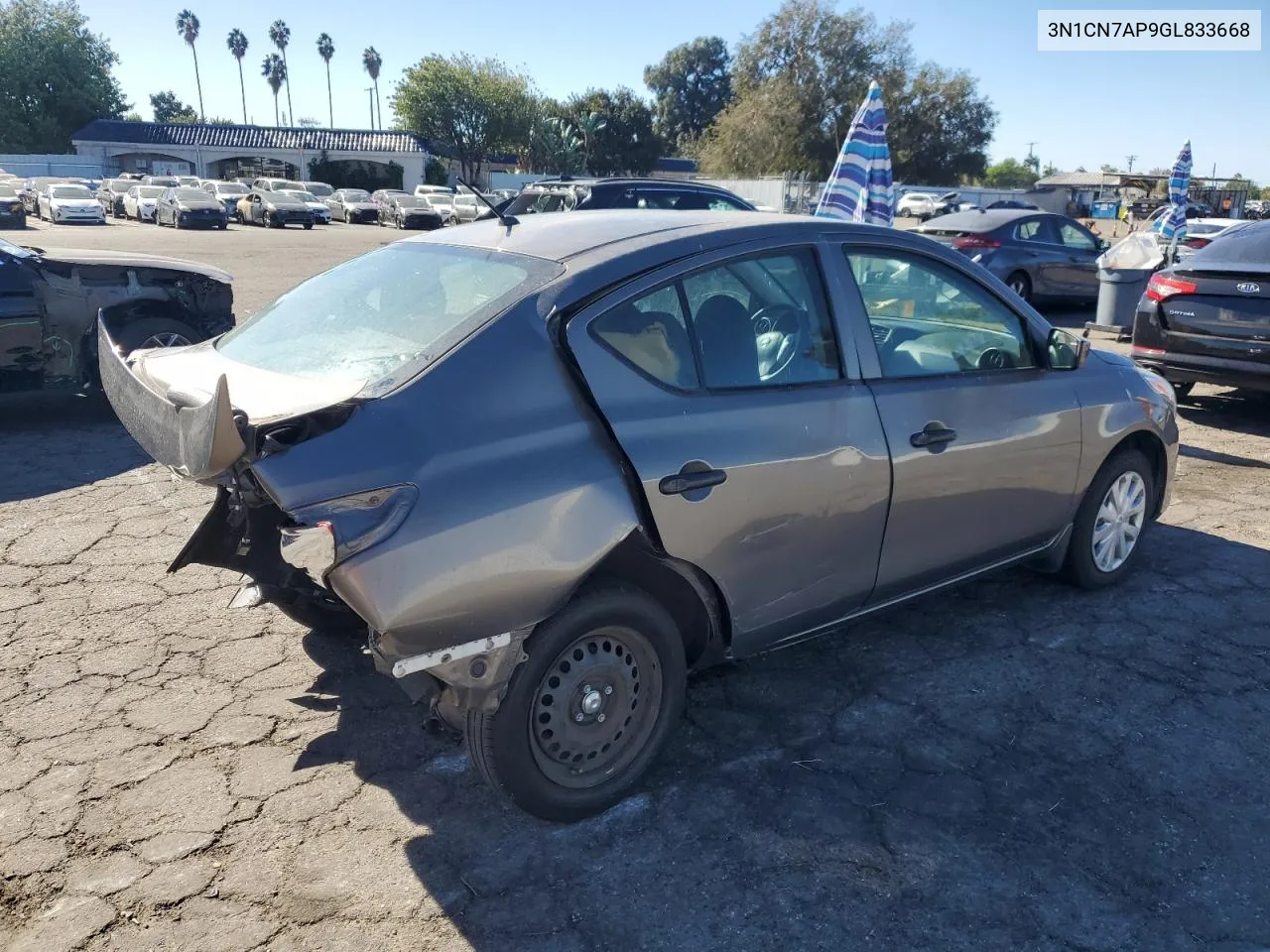 2016 Nissan Versa S VIN: 3N1CN7AP9GL833668 Lot: 79226324