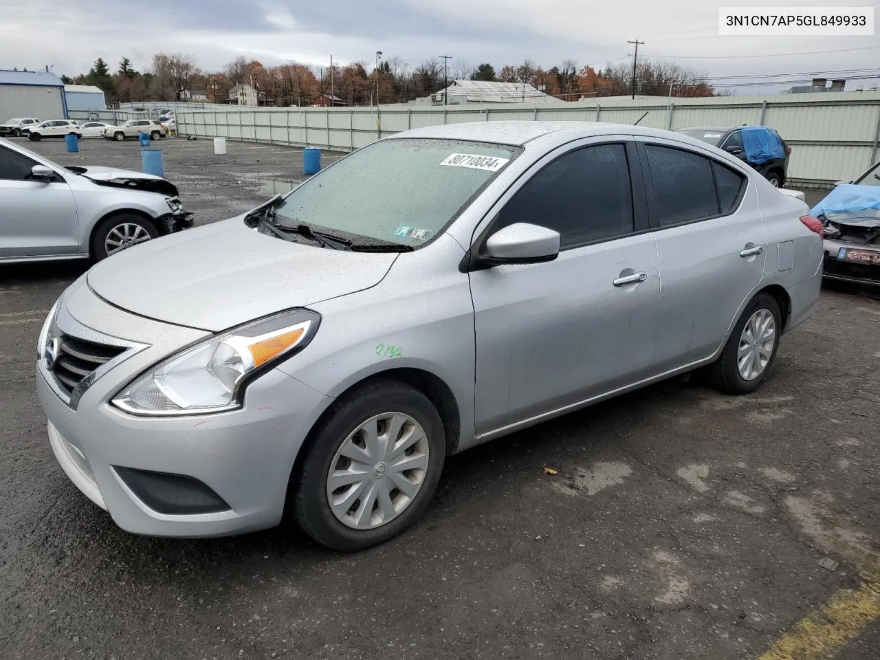 2016 Nissan Versa S VIN: 3N1CN7AP5GL849933 Lot: 80710034