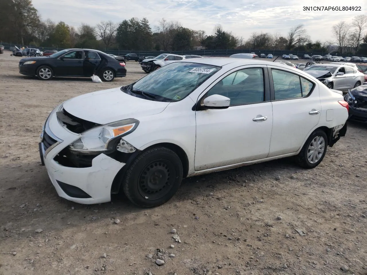 2016 Nissan Versa S VIN: 3N1CN7AP6GL804922 Lot: 80857514