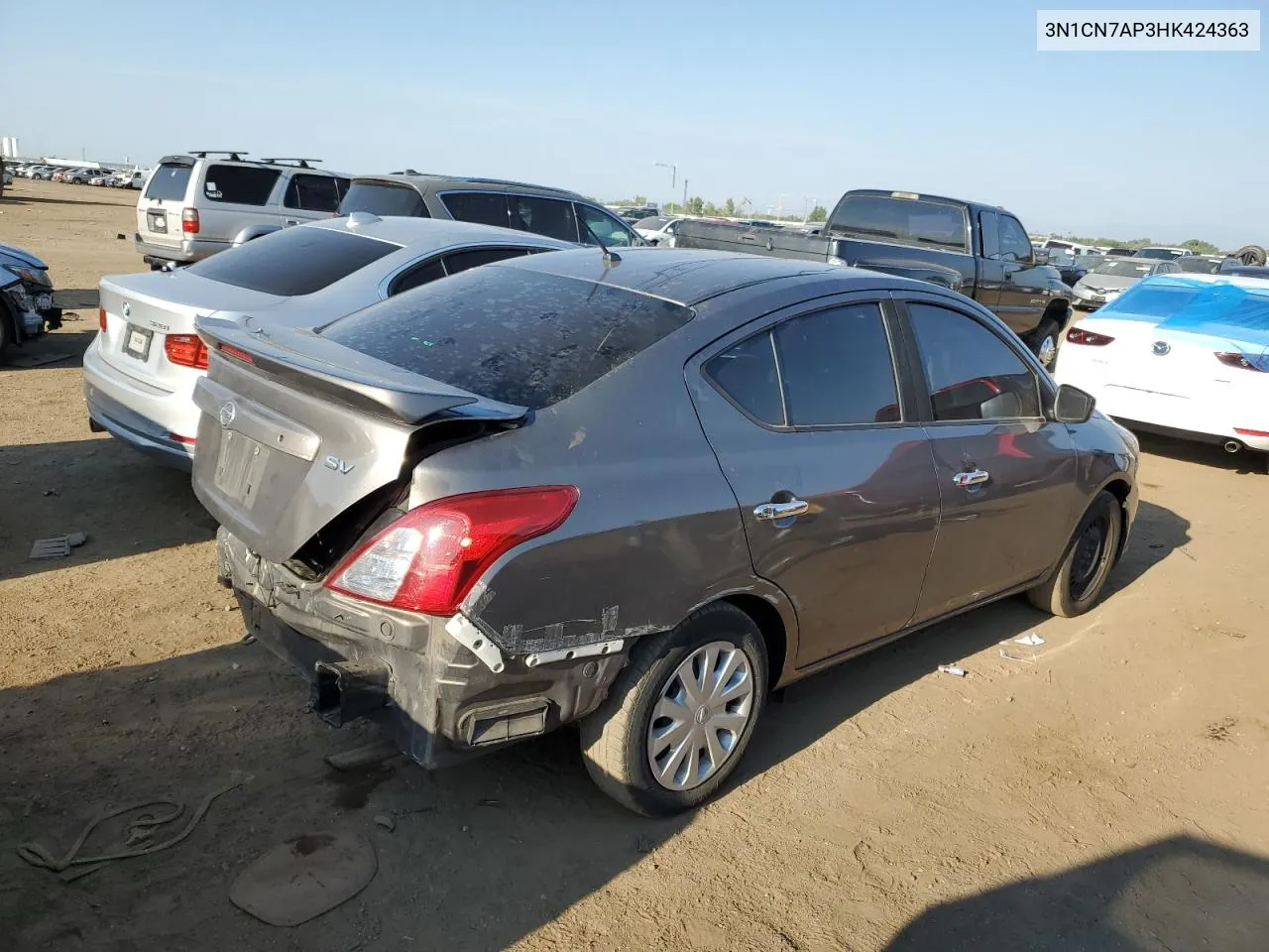 2017 Nissan Versa S VIN: 3N1CN7AP3HK424363 Lot: 66014554