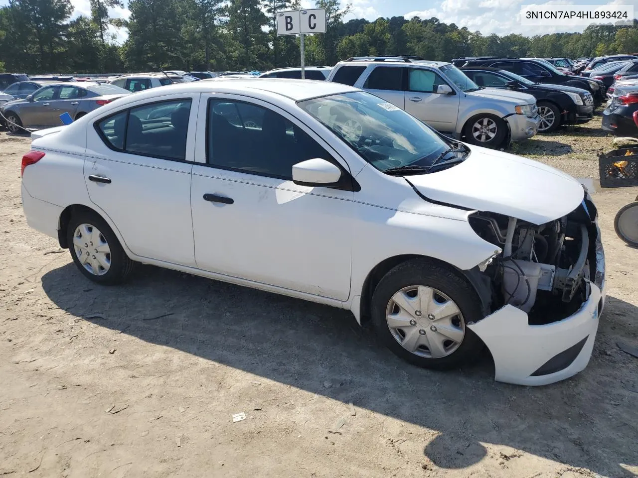 2017 Nissan Versa S VIN: 3N1CN7AP4HL893424 Lot: 72545814