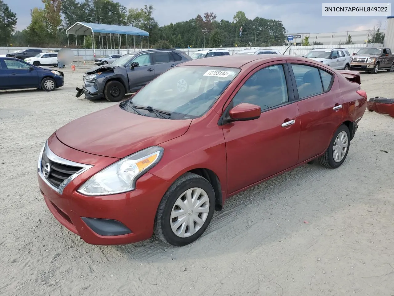 2017 Nissan Versa S VIN: 3N1CN7AP6HL849022 Lot: 72755104