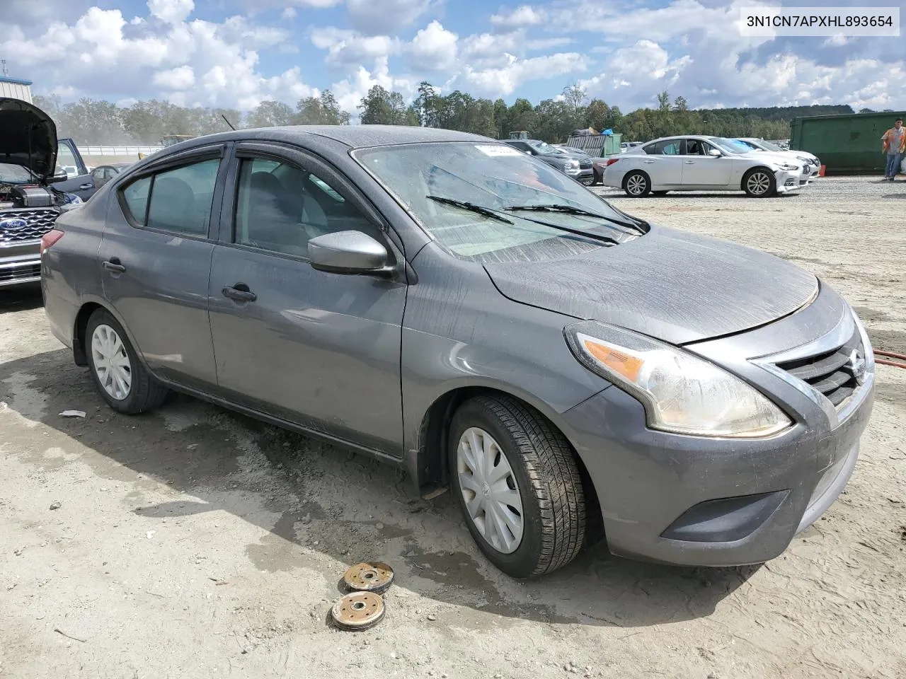 2017 Nissan Versa S VIN: 3N1CN7APXHL893654 Lot: 74430324