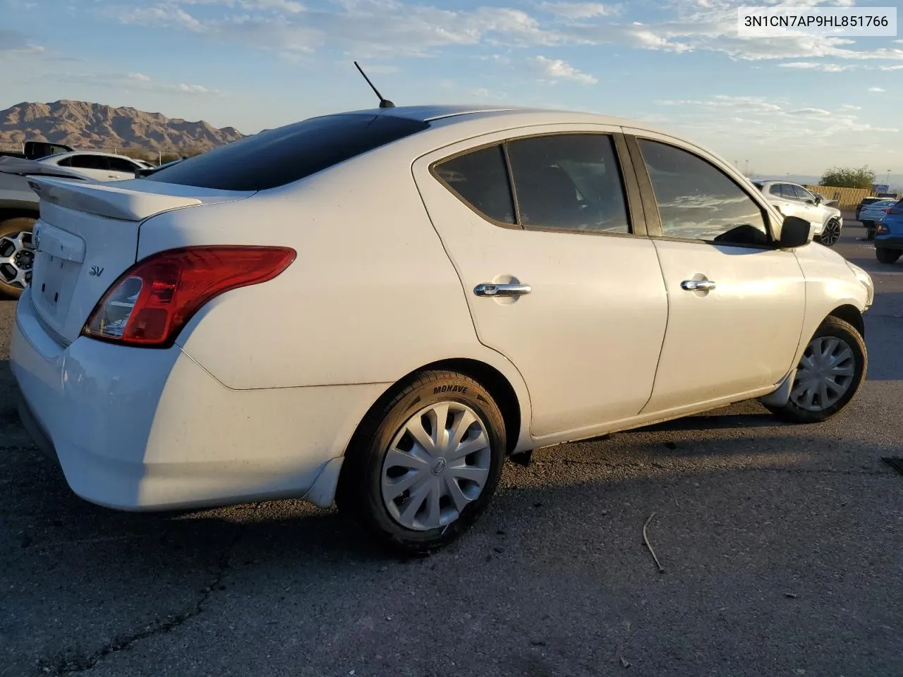 2017 Nissan Versa S VIN: 3N1CN7AP9HL851766 Lot: 74555814