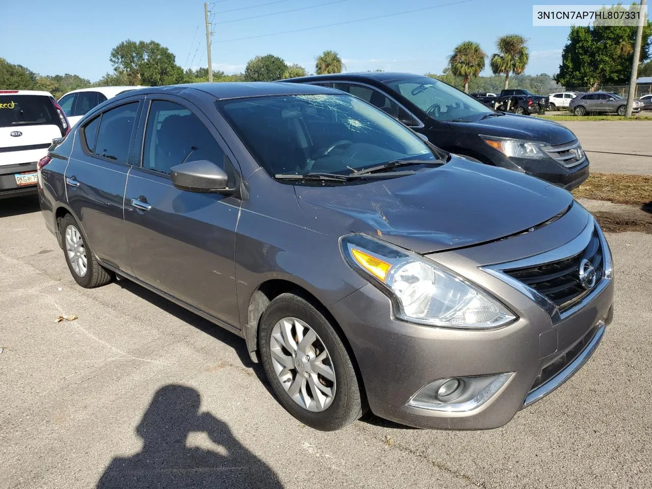 2017 Nissan Versa S VIN: 3N1CN7AP7HL807331 Lot: 74771374