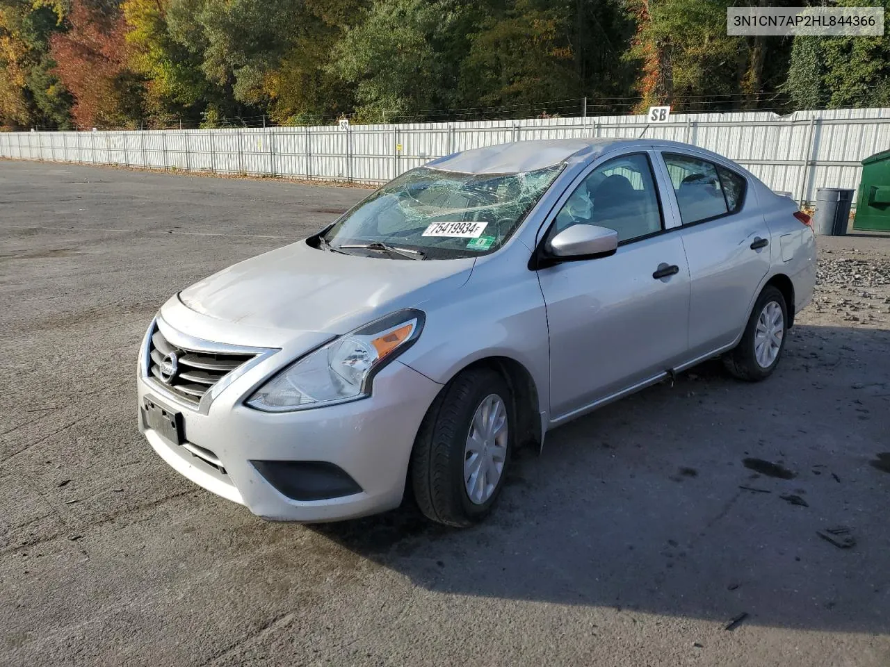 2017 Nissan Versa S VIN: 3N1CN7AP2HL844366 Lot: 75419934