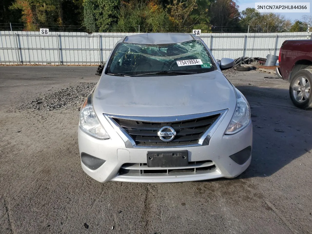 2017 Nissan Versa S VIN: 3N1CN7AP2HL844366 Lot: 75419934