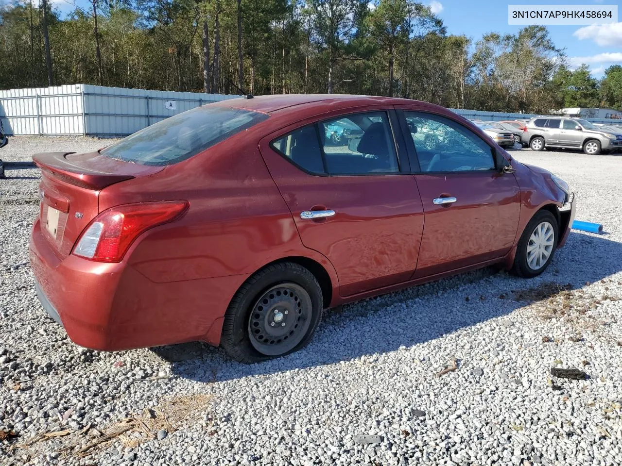 2017 Nissan Versa S VIN: 3N1CN7AP9HK458694 Lot: 76133374