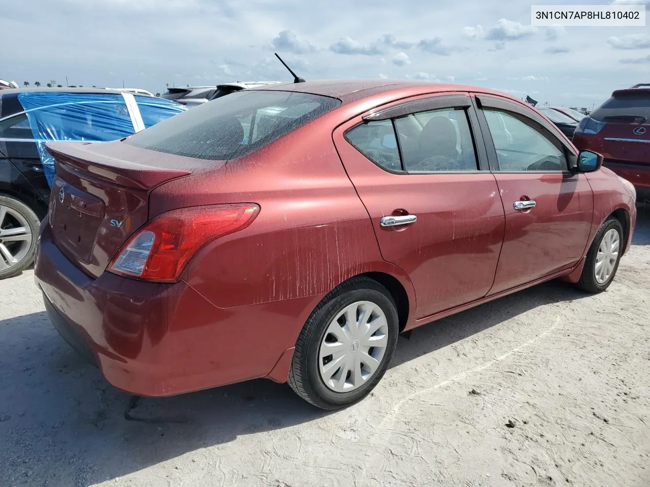 2017 Nissan Versa S VIN: 3N1CN7AP8HL810402 Lot: 76196274