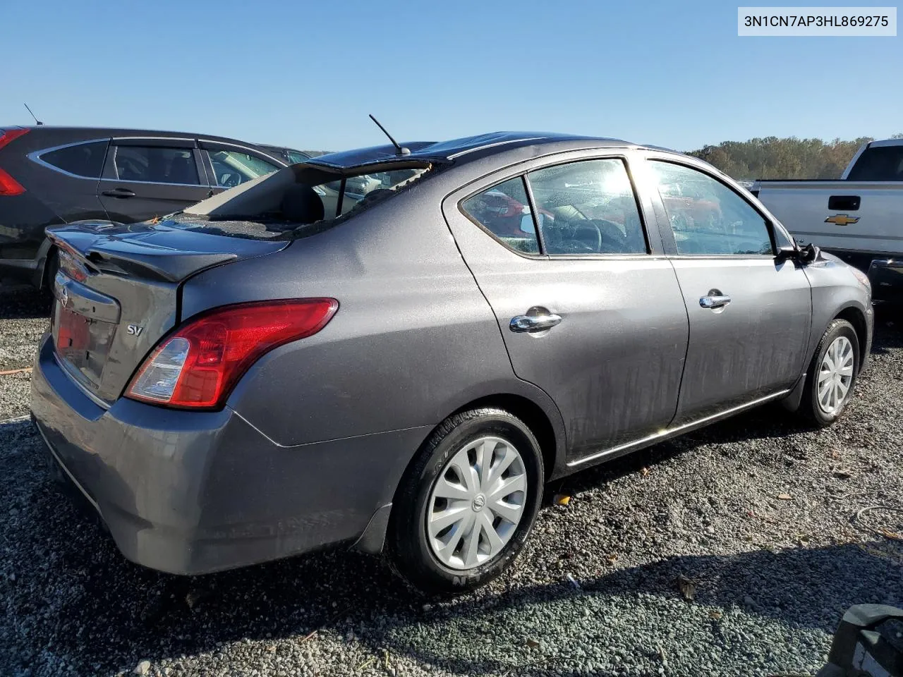 2017 Nissan Versa S VIN: 3N1CN7AP3HL869275 Lot: 76404524