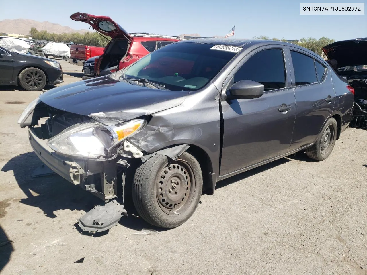 2018 Nissan Versa S VIN: 3N1CN7AP1JL802972 Lot: 62036414