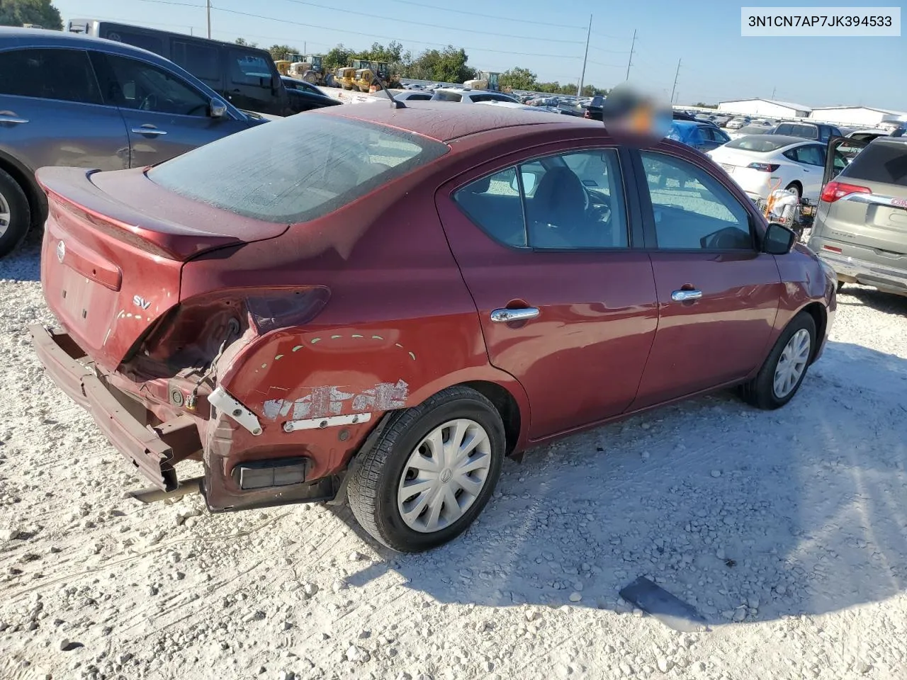 2018 Nissan Versa S VIN: 3N1CN7AP7JK394533 Lot: 72181614