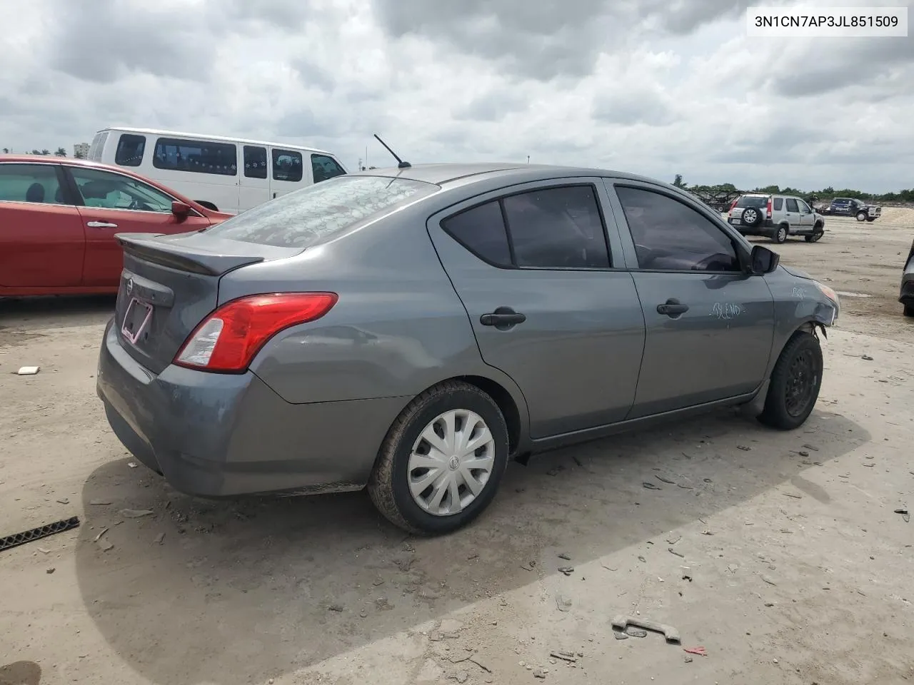 2018 Nissan Versa S VIN: 3N1CN7AP3JL851509 Lot: 73200284