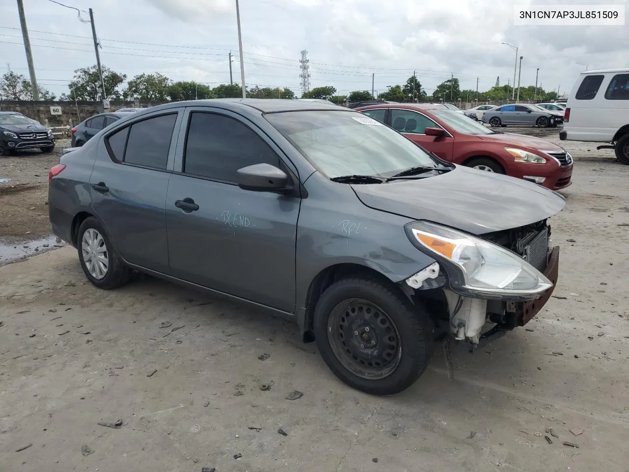 2018 Nissan Versa S VIN: 3N1CN7AP3JL851509 Lot: 73200284