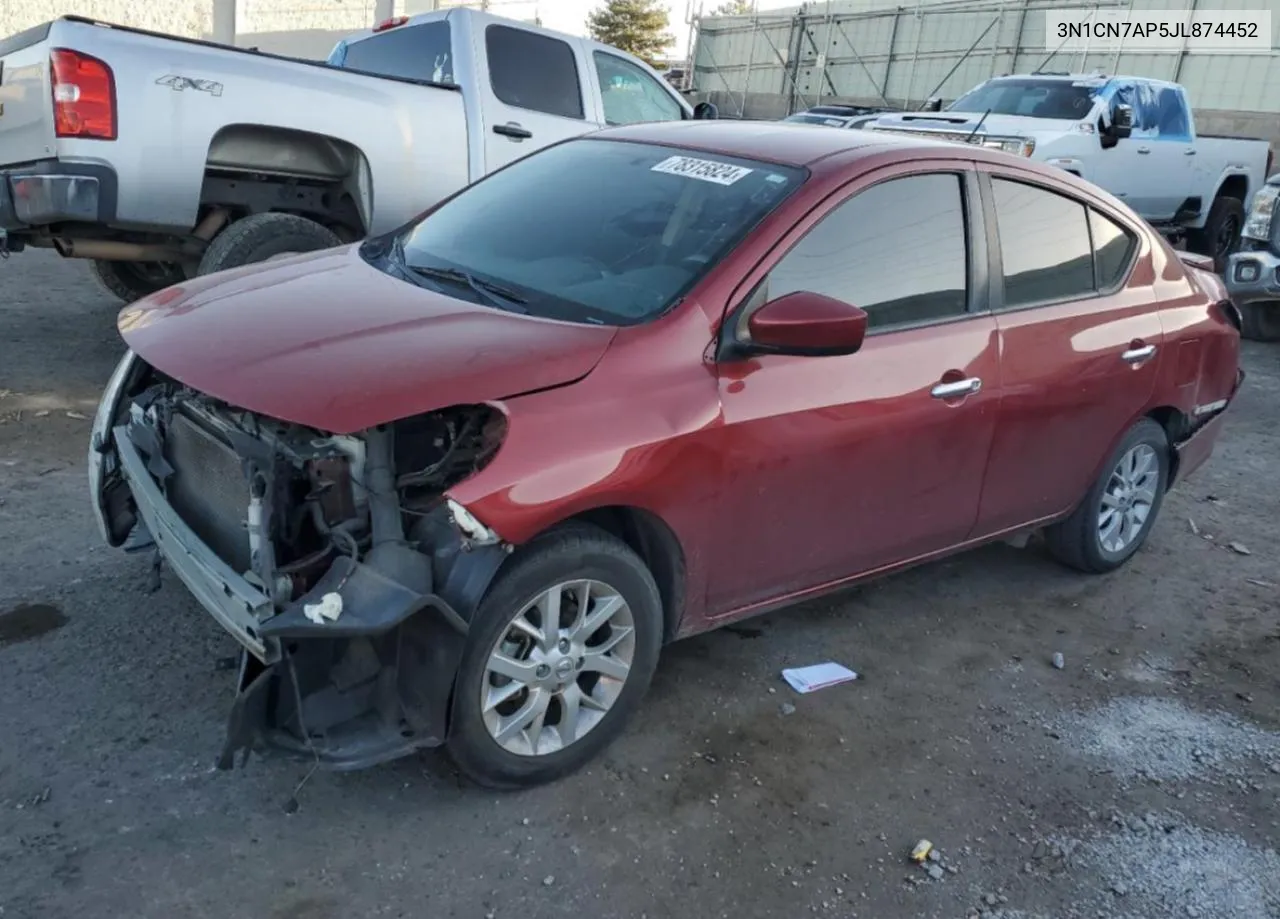 2018 Nissan Versa S VIN: 3N1CN7AP5JL874452 Lot: 78315824