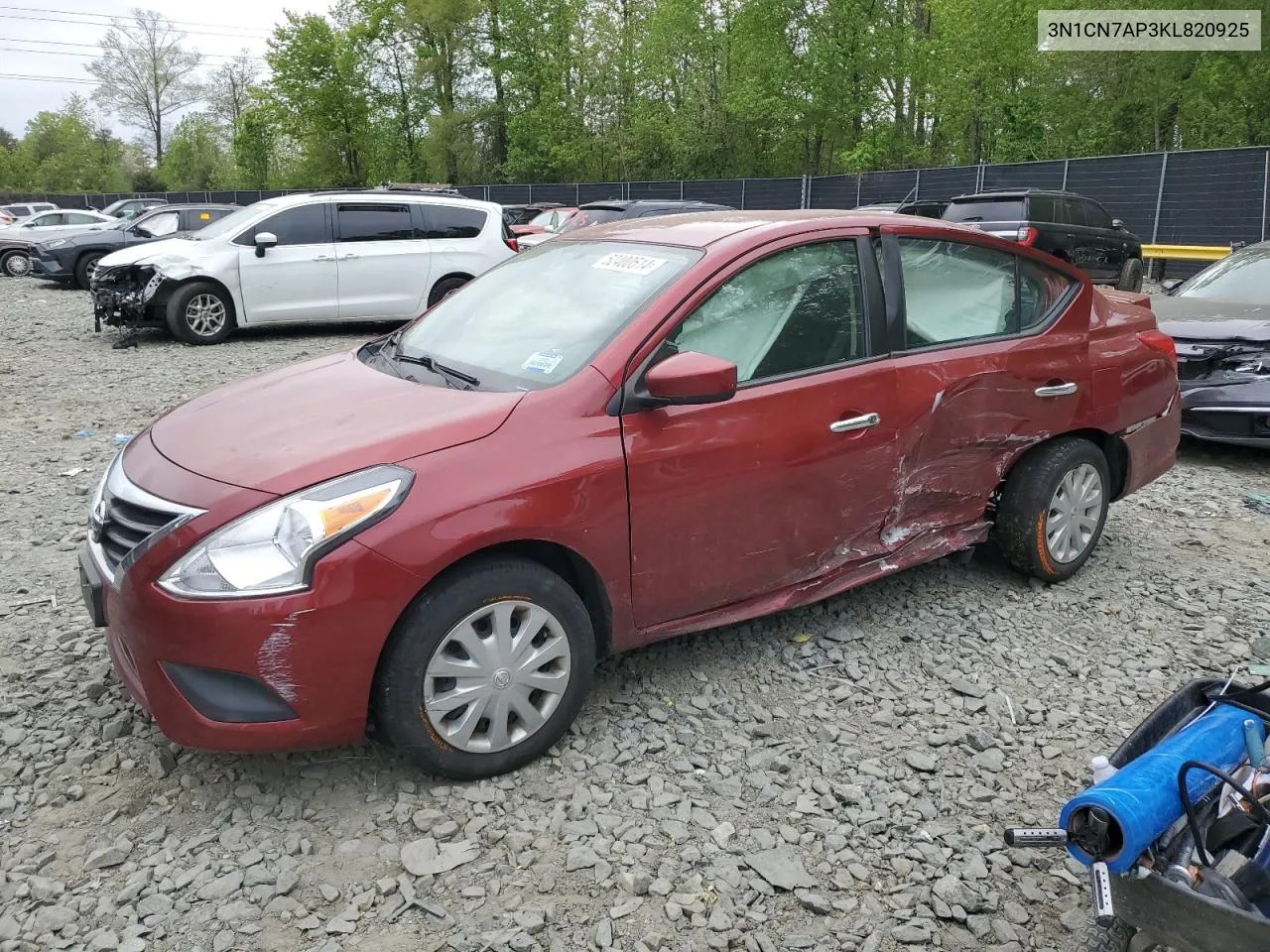 2019 Nissan Versa S VIN: 3N1CN7AP3KL820925 Lot: 52400514