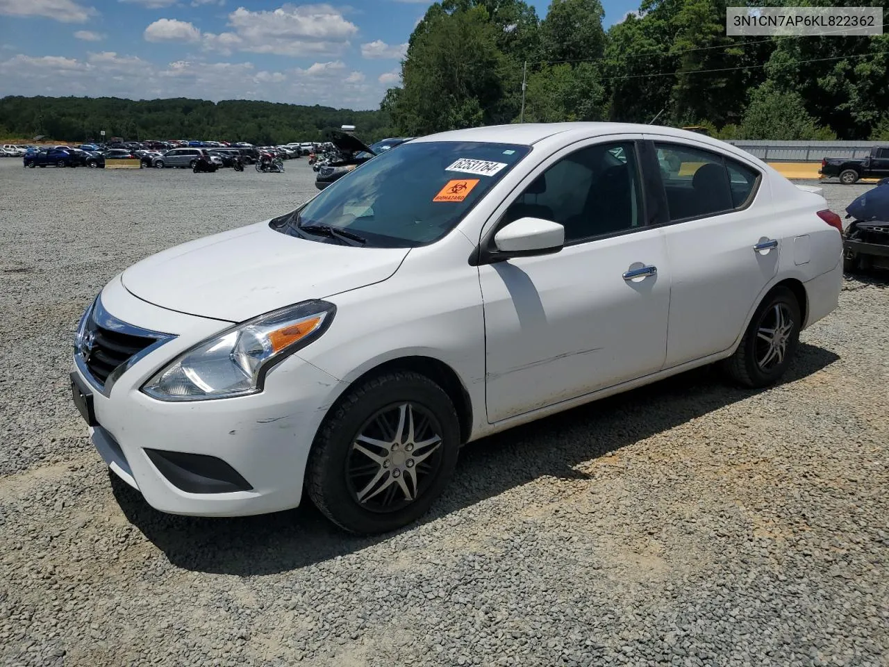 2019 Nissan Versa S VIN: 3N1CN7AP6KL822362 Lot: 62531764