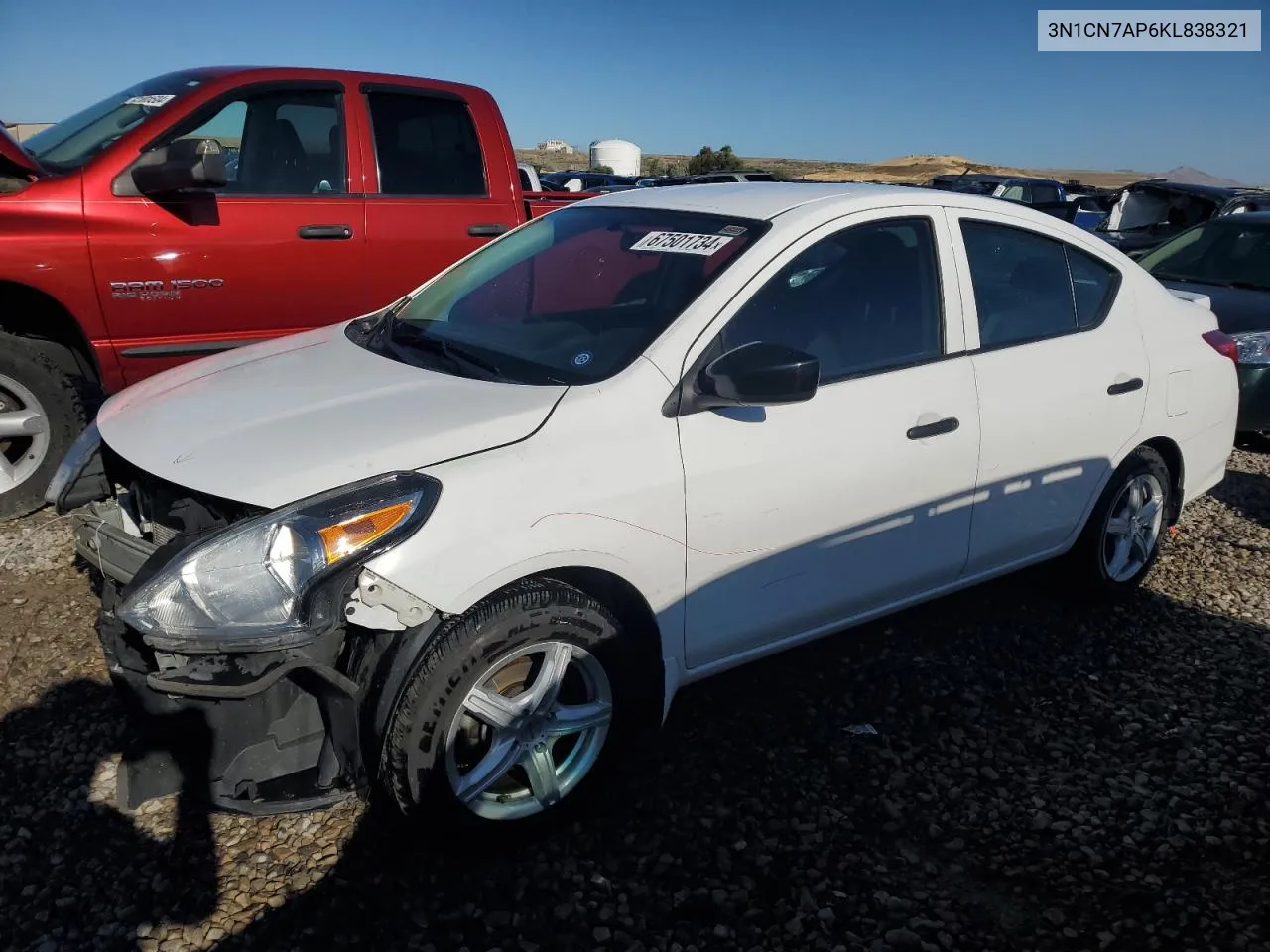 2019 Nissan Versa S VIN: 3N1CN7AP6KL838321 Lot: 67501734