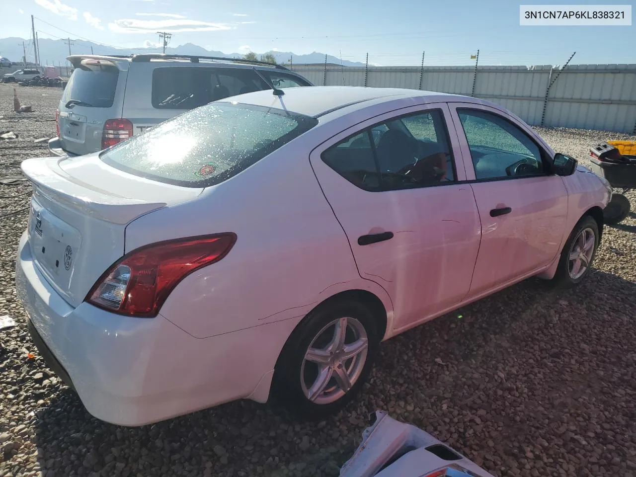 2019 Nissan Versa S VIN: 3N1CN7AP6KL838321 Lot: 67501734