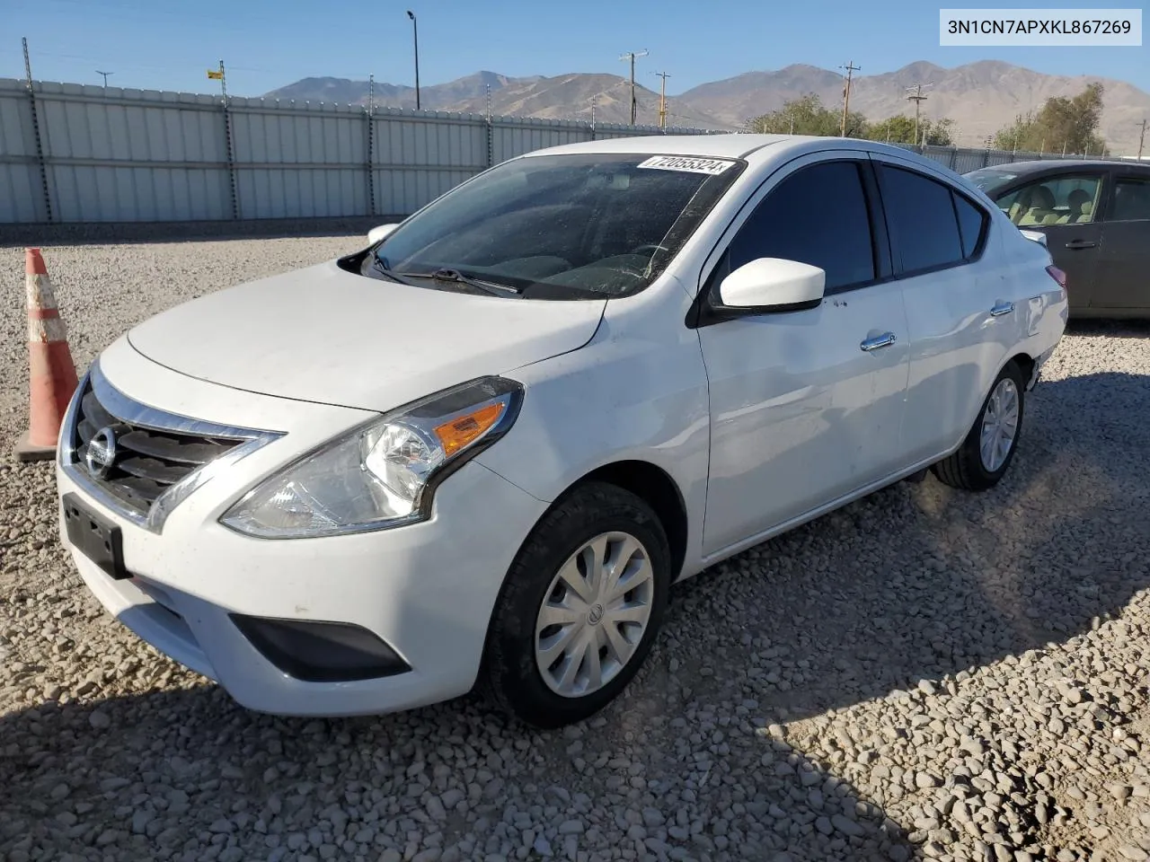 2019 Nissan Versa S VIN: 3N1CN7APXKL867269 Lot: 72055324