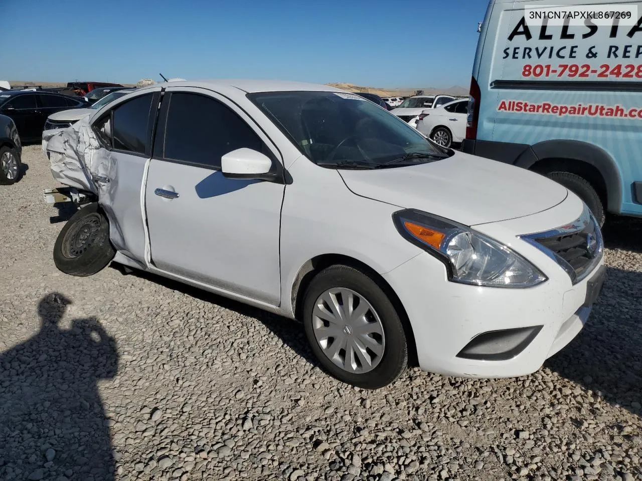 2019 Nissan Versa S VIN: 3N1CN7APXKL867269 Lot: 72055324