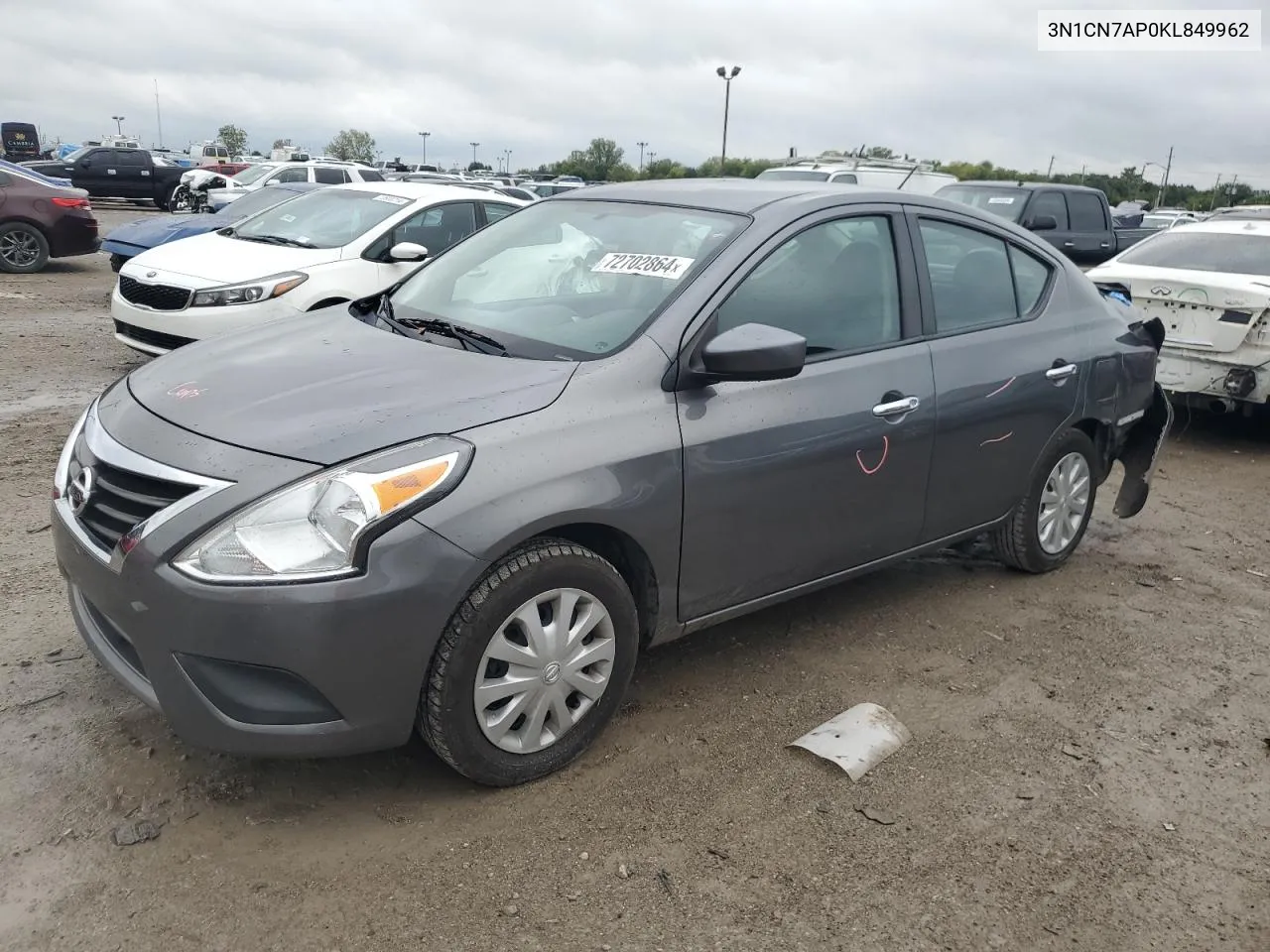 2019 Nissan Versa S VIN: 3N1CN7AP0KL849962 Lot: 72702864