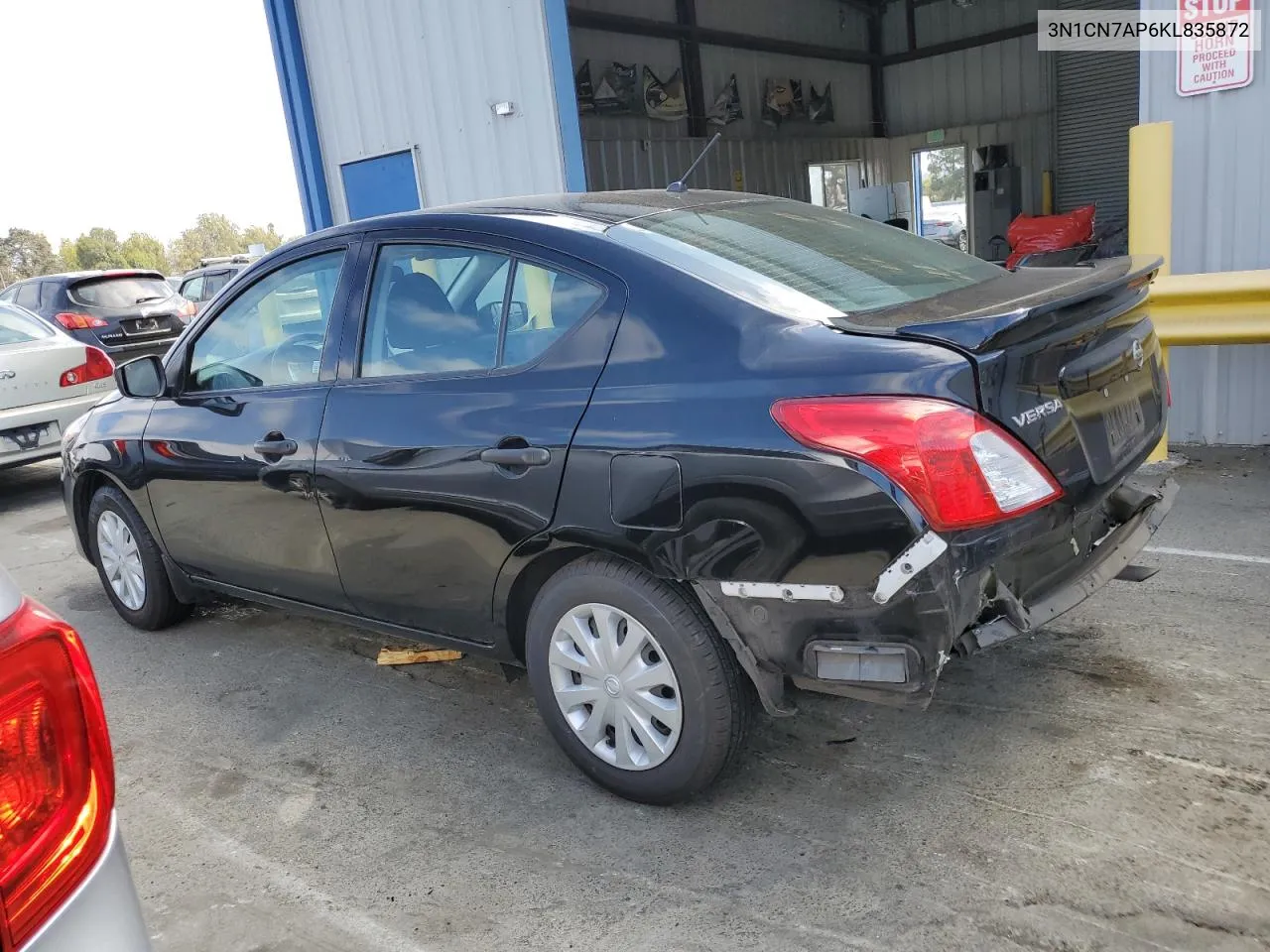 2019 Nissan Versa S VIN: 3N1CN7AP6KL835872 Lot: 72858894