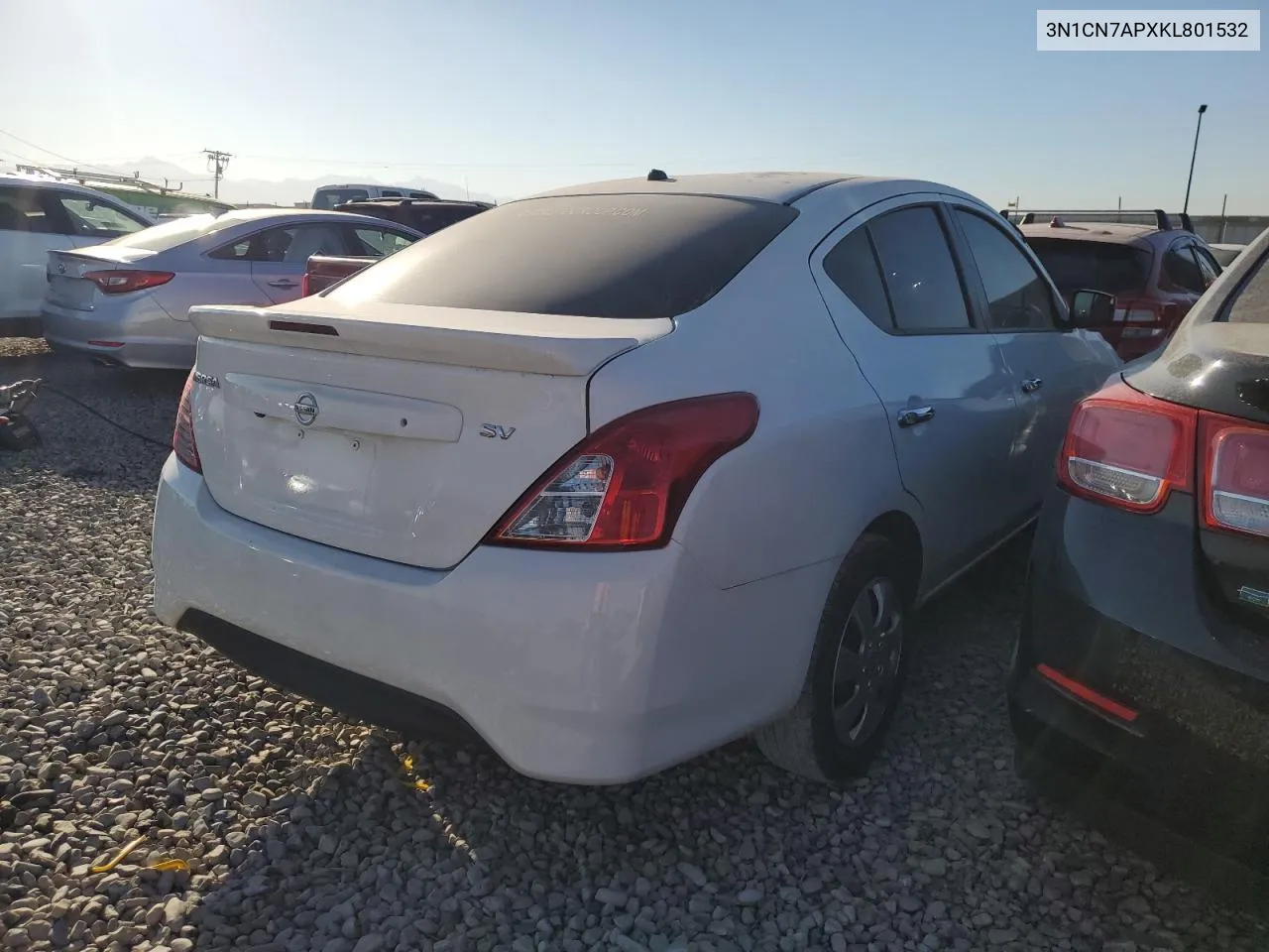 2019 Nissan Versa S VIN: 3N1CN7APXKL801532 Lot: 73050784