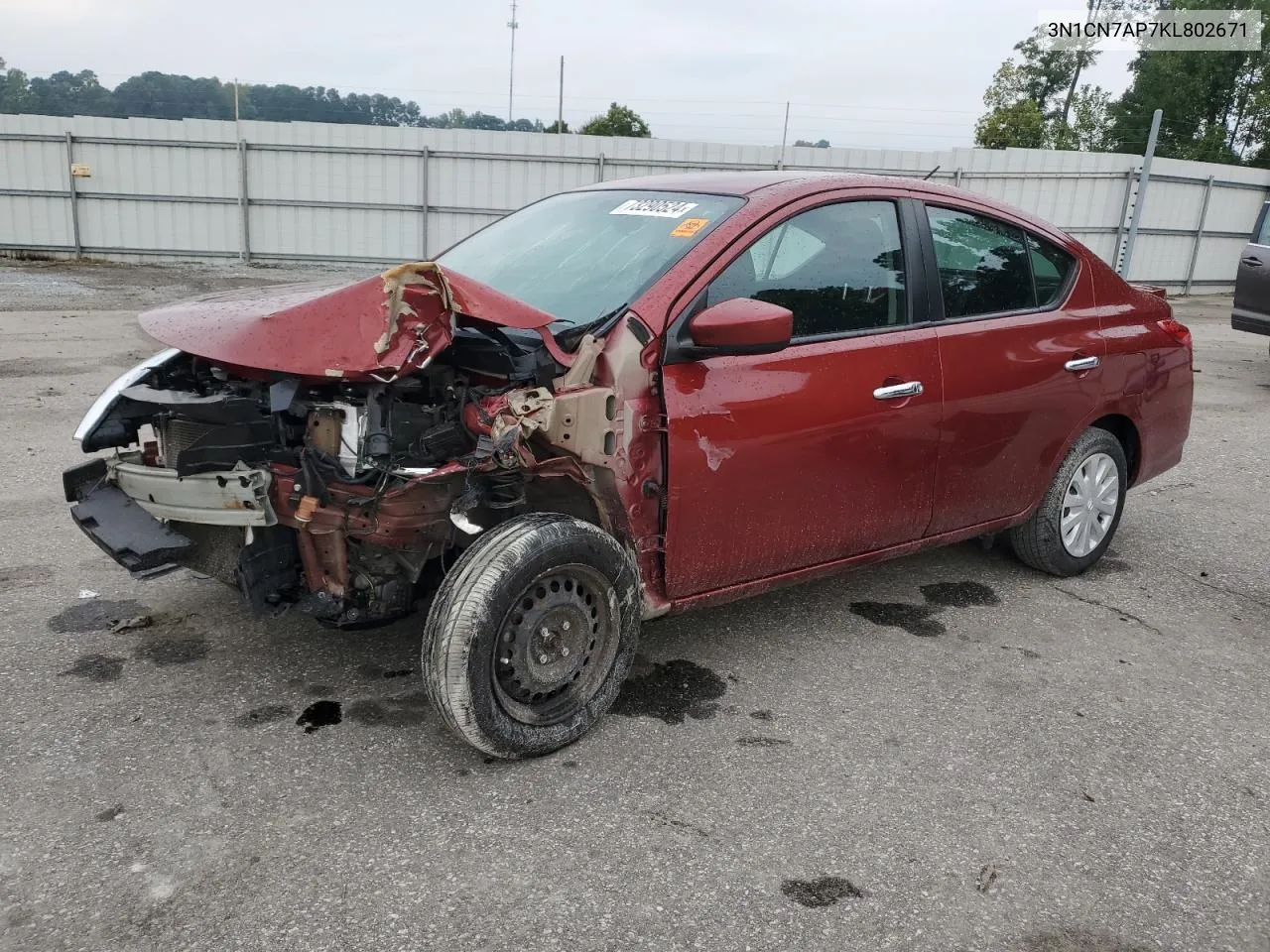 2019 Nissan Versa S VIN: 3N1CN7AP7KL802671 Lot: 73290524