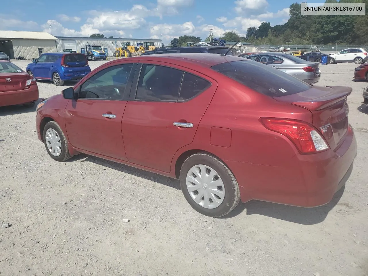 2019 Nissan Versa S VIN: 3N1CN7AP3KL816700 Lot: 74262654