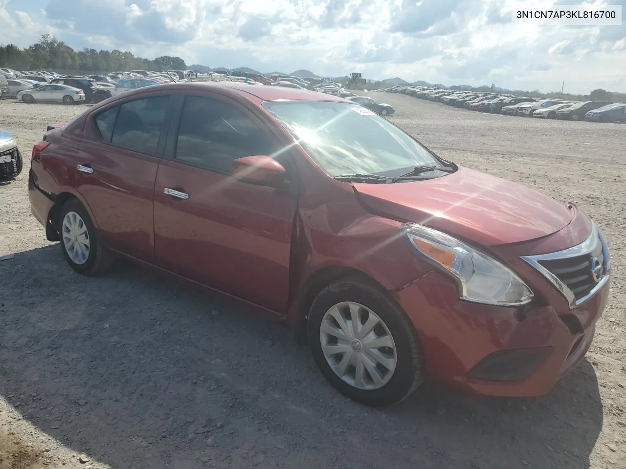 2019 Nissan Versa S VIN: 3N1CN7AP3KL816700 Lot: 74262654