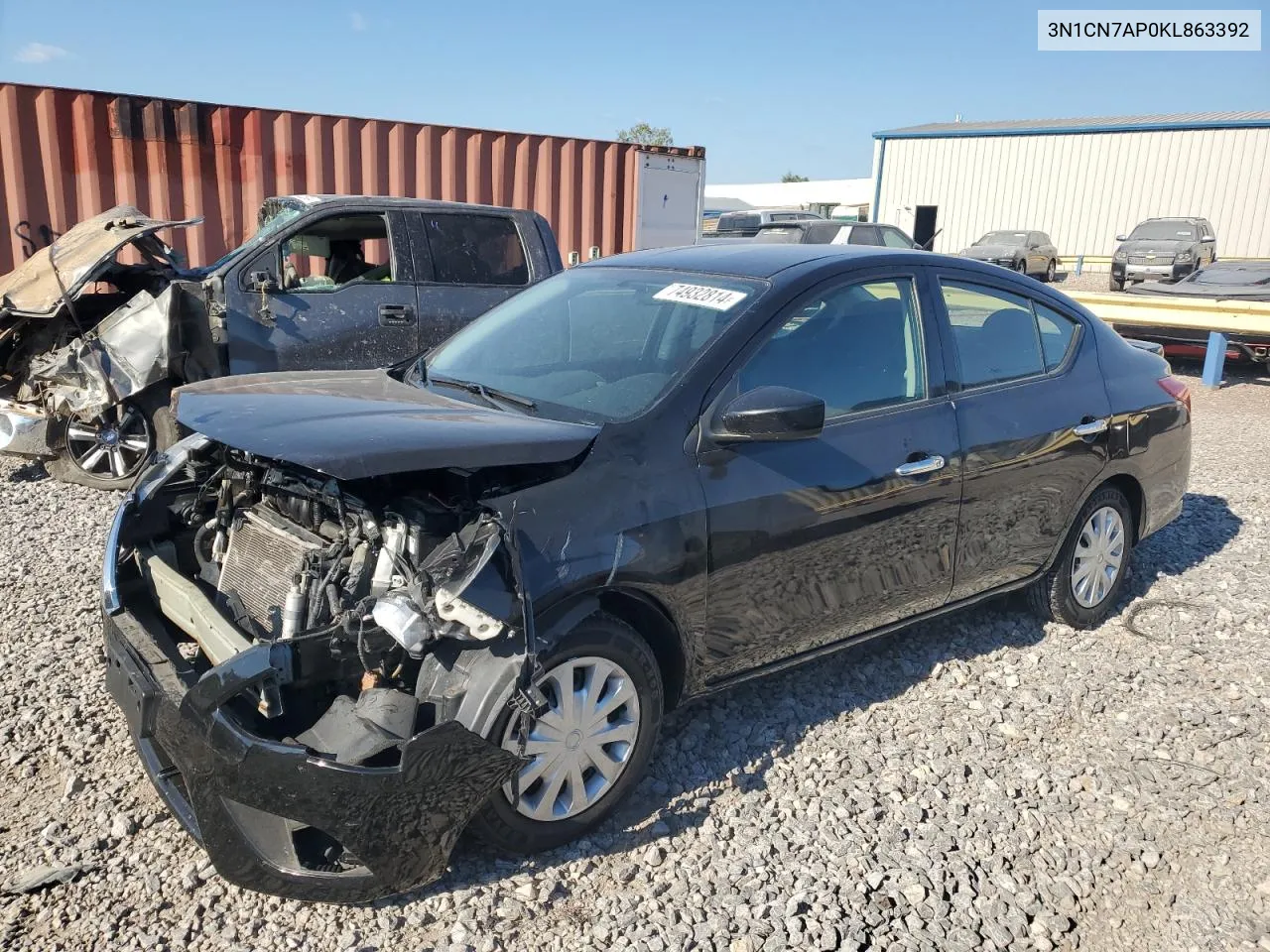 2019 Nissan Versa S VIN: 3N1CN7AP0KL863392 Lot: 74932814