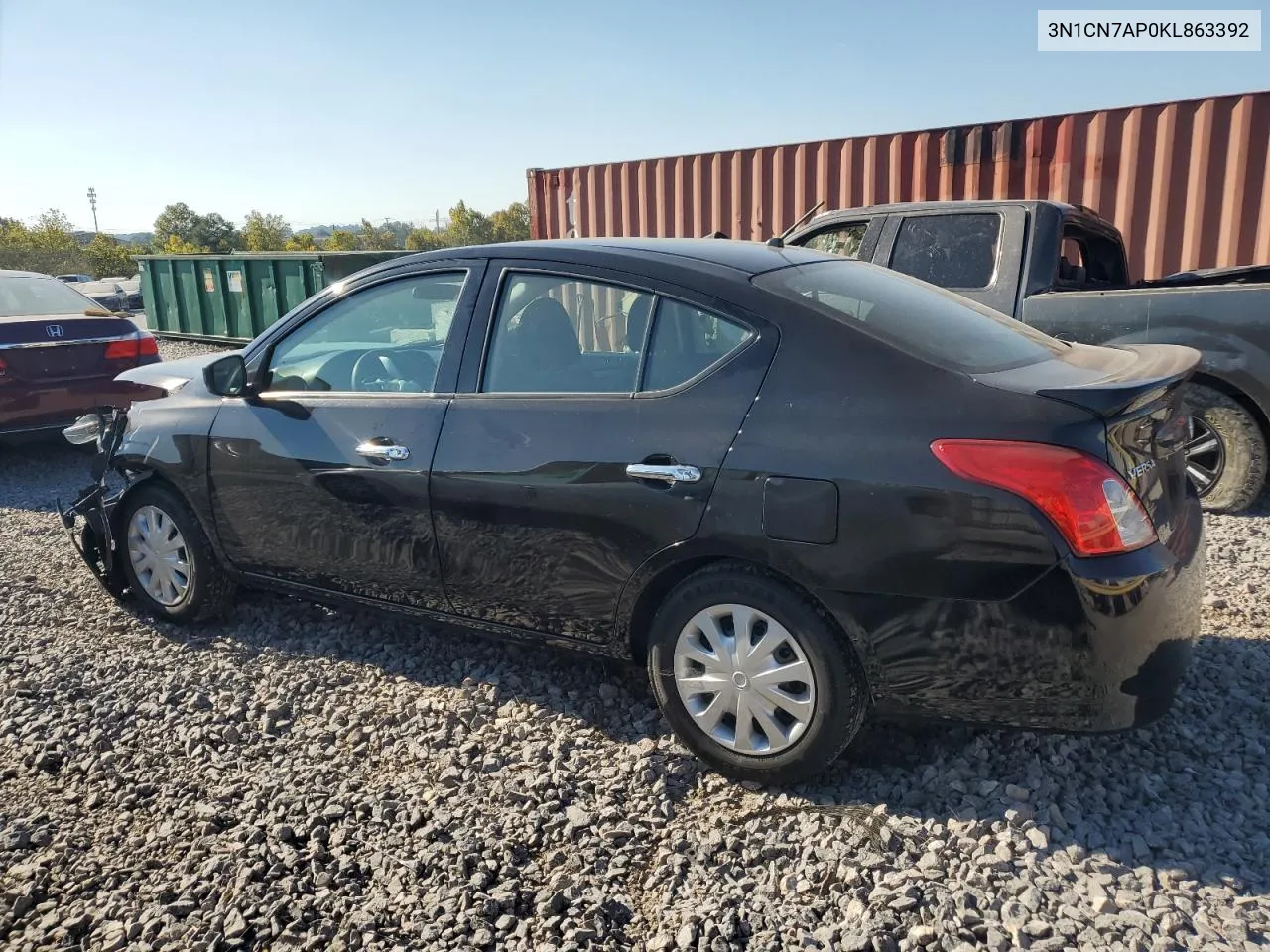 2019 Nissan Versa S VIN: 3N1CN7AP0KL863392 Lot: 74932814